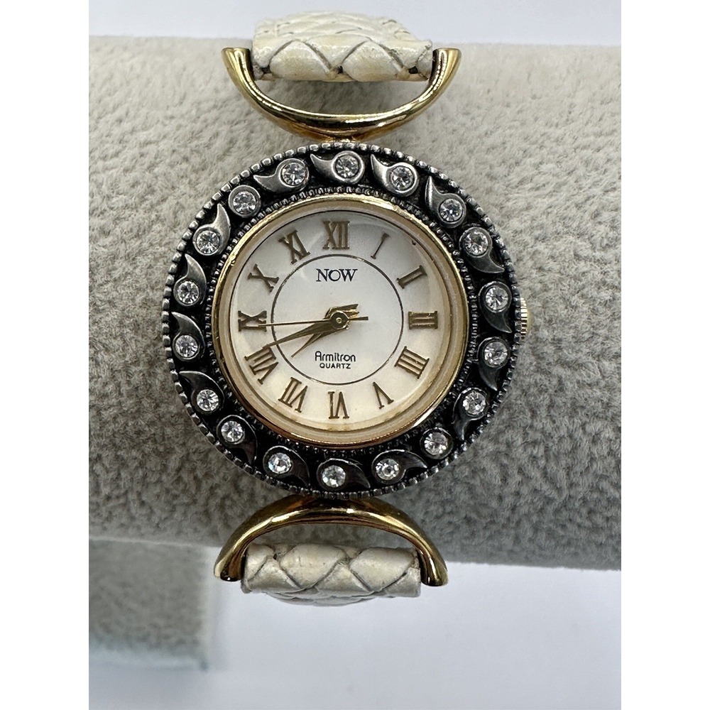 Armitron Now Womens 75/1556 Watch New Battery 26MM 7.25" Leather Band‎ Jewels V